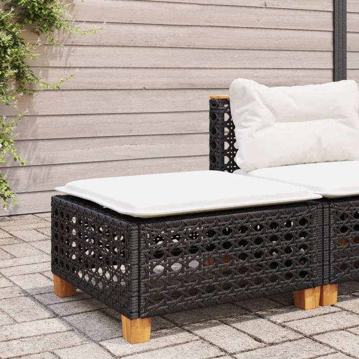 vidaXL Tuinkruk met kussen 63,5x56x32 cm poly rattan zwart, Tuin en Terras, Tuinsets en Loungesets, Nieuw, Verzenden