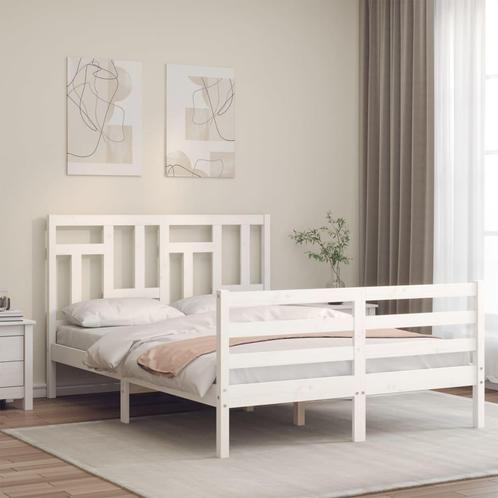 vidaXL Cadre de lit avec tête de lit blanc 140x190 cm, Huis en Inrichting, Slaapkamer | Bedden, Verzenden