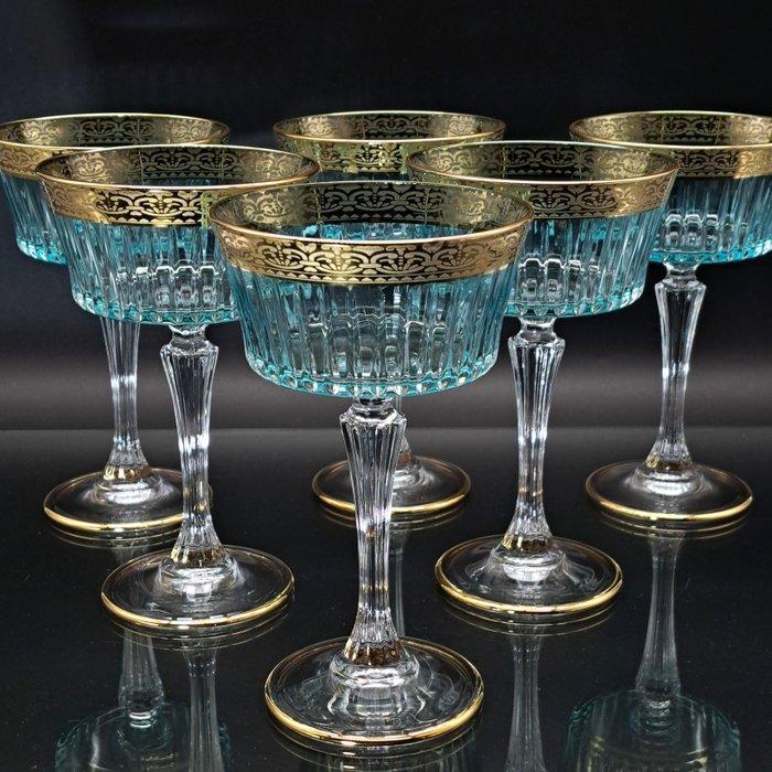 Artemisia - Champagne fluitje (6) - Kristal, oro 24kt, Antiek en Kunst, Antiek | Glaswerk en Kristal
