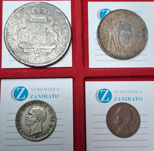 Italië. Lotto 4 monete (inclusa 8 Lire Genova)  (Zonder, Postzegels en Munten, Munten | Europa | Niet-Euromunten