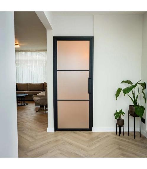 Stalen Binnendeur - 3 Vlaks - Mat glas, Doe-het-zelf en Bouw, Deuren en Vliegenramen, Nieuw, Metaal, Binnendeur, 200 tot 215 cm
