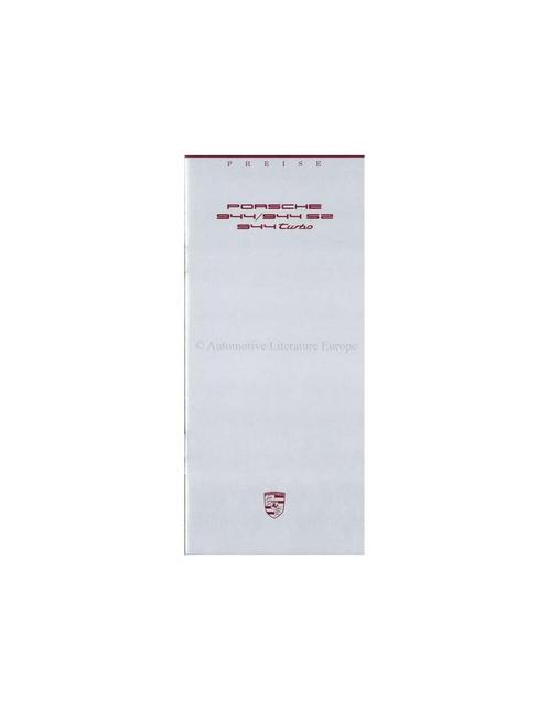 1988 PORSCHE 944 PRIJSLIJST DUITS, Boeken, Auto's | Folders en Tijdschriften