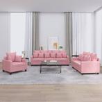 vidaXL 3-delige Loungeset met kussens fluweel roze, Verzenden, Nieuw