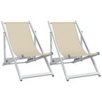 Alu Strandstoelen Creme | Tweede Kansje | OP = OP, Tuin en Terras, 2 zitplaatsen, Verzenden, Loungeset, Stoel