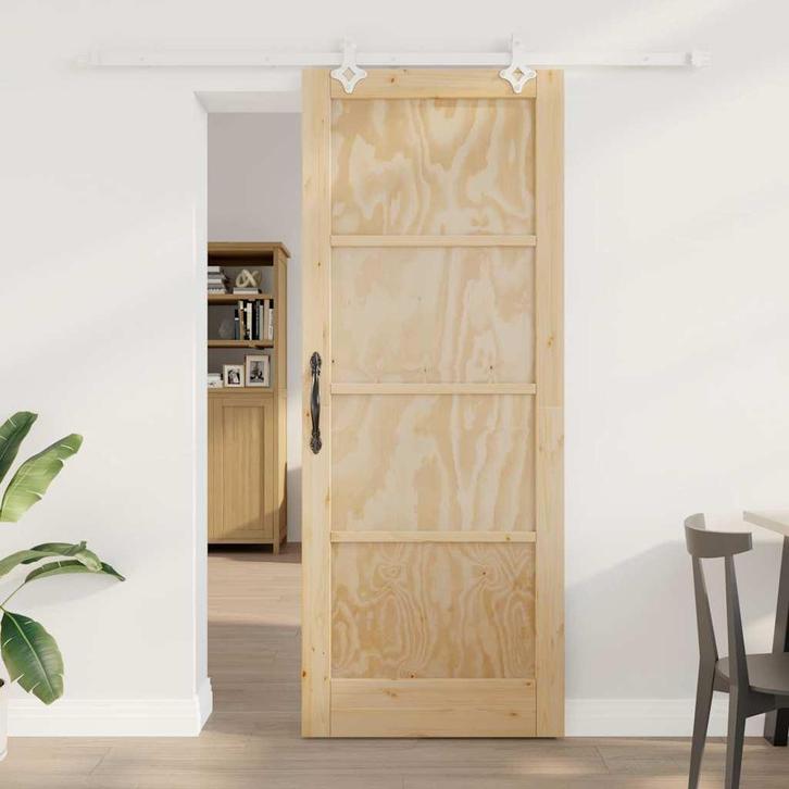 vidaXL Schuifdeur Wit 83 x 211 cm, Doe-het-zelf en Bouw, Deuren en Vliegenramen, Nieuw, Verzenden