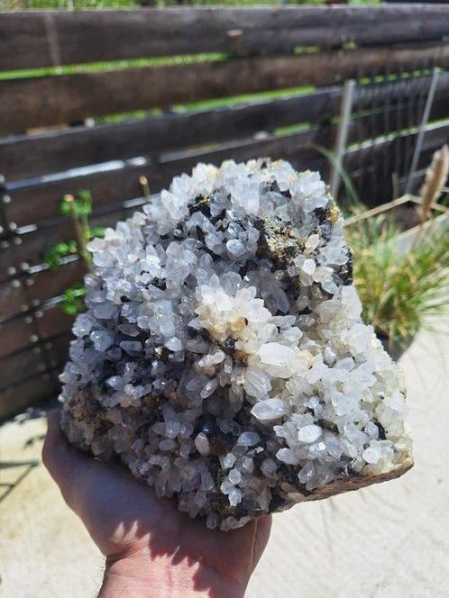 Bergkristal Pyriet Sphaleriet Galeniet Vitrinekast - Hoogte:, Verzamelen, Mineralen en Fossielen