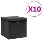 vidaXL Opbergboxen met deksel 10 st 28x28x28 cm zwart, Verzenden