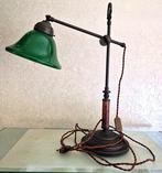 Bureaulamp - Messing, glas, hout