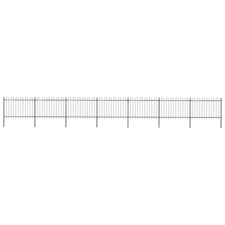 vidaXL Tuinhek met ringtop staal 1248x120 cm zwart, Tuin en Terras, Tuinhekken en Hekwerk, Nieuw, Verzenden