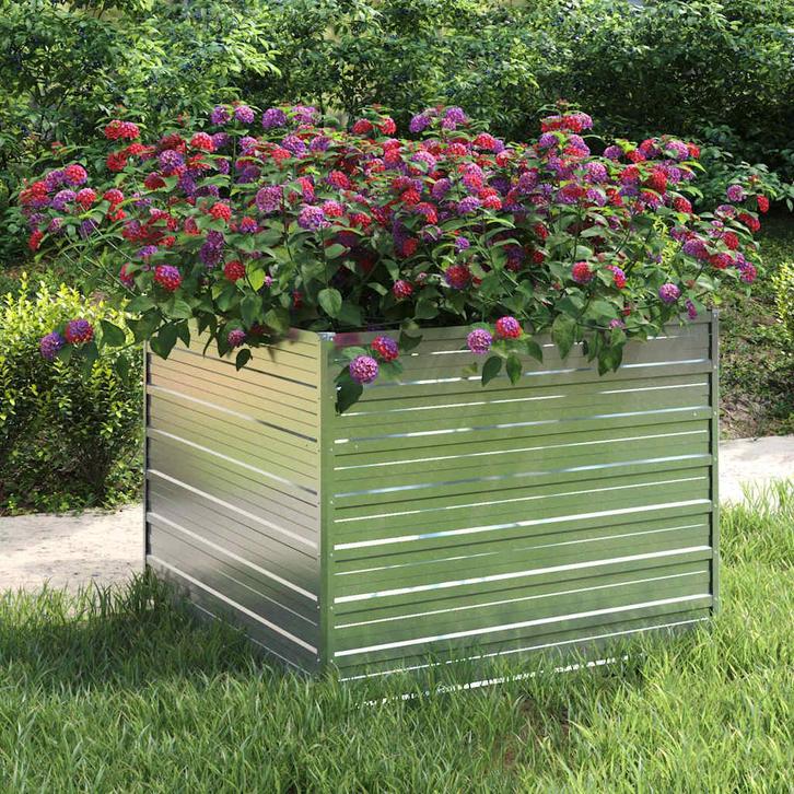 vidaXL Plantenbak verhoogd 100x100x77 cm gegalvaniseerd, Tuin en Terras, Bloempotten, Nieuw, Verzenden