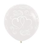 Ballonnen Crossed Hearts Crystal Clear 61cm 3st, Verzenden