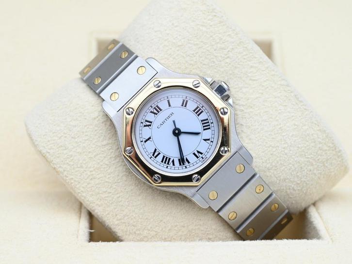 Cartier Santos Ref. 0907 Year 1990s (Box), Handtassen en Accessoires, Horloges | Dames, Goud, Zo goed als nieuw, Goud, Overige merken