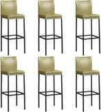 Set van 6 Olijfgroene leren moderne barkrukken - poot, Nieuw, Vijf, Zes of meer stoelen, Modern, Leer