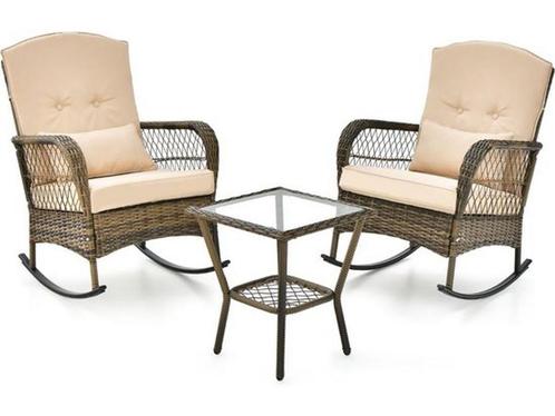 Coast Balkonset - 3-Delig - Schommelstoelen - Rotan - Max., Huis en Inrichting, Woonaccessoires | Overige, Nieuw, Verzenden
