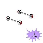 Fako Bijoux® - Barbell Piercing - Kristal - 12mm - Rood - 2, Handtassen en Accessoires, Piercings, Verzenden, Nieuw