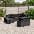 vidaXL 10-delige Loungeset met kussens poly rattan zwart, Verzenden, Nieuw