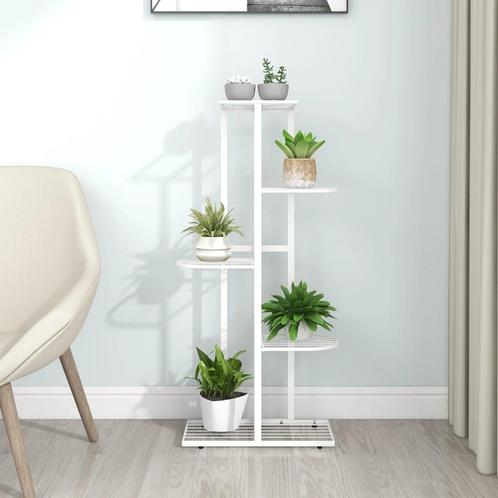 vidaXL Bloemenstandaard met 5 lagen 43x22x98 cm metaal wit, Tuin en Terras, Bloembakken en Plantenbakken, Nieuw, Verzenden