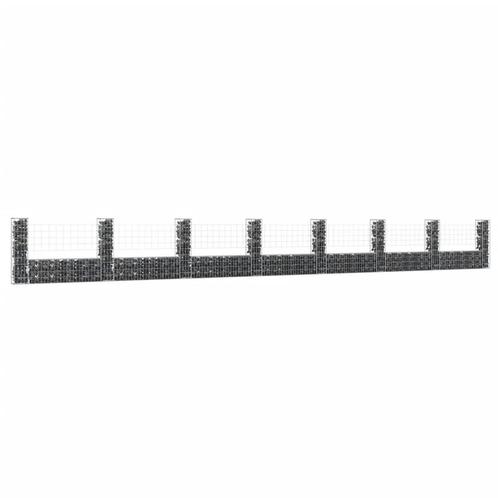 vidaXL Schanskorf U-vormig met 8 palen 860x20x100 cm ijzer, Tuin en Terras, Tuinhekken en Hekwerk, Nieuw, Verzenden
