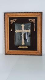 Crucifix - antiek ingelijst Jezus kruisbeeld - 1950-1960, Antiek en Kunst