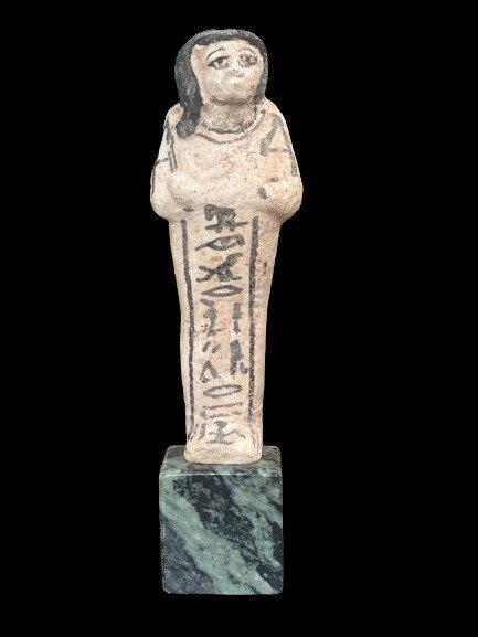 Oud-Egyptisch Faience Shabti voor Lyri. Spaanse, Verzamelen, Mineralen en Fossielen