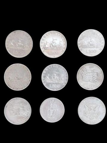 Italië, Vaticaan, Verenigde Staten. Lotto 9 argenti (500