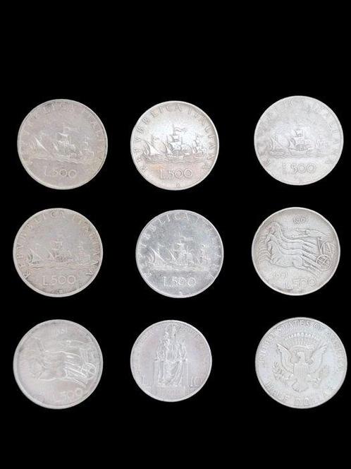 Italië, Vaticaan, Verenigde Staten. Lotto 9 argenti (500, Postzegels en Munten, Munten | Europa | Niet-Euromunten