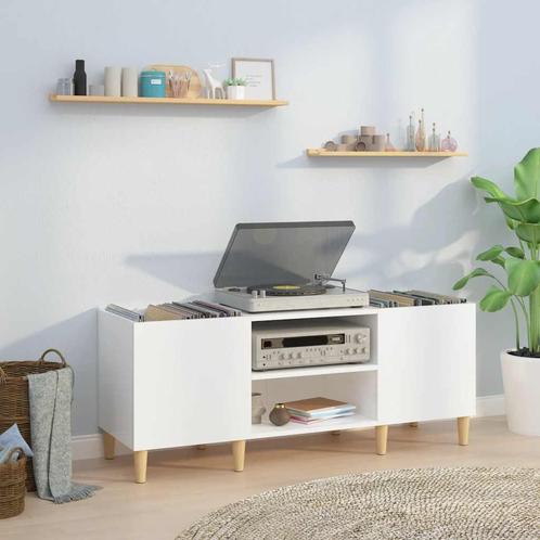 vidaXL Platenkast 121x38x48 cm bewerkt hout hoogglans wit, Huis en Inrichting, Kasten | Overige, Nieuw, Verzenden