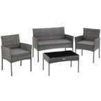 tectake Wicker tuinset Palese voor 4 personen - grijs, Tuin en Terras, Verzenden, Nieuw