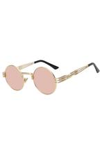 Ronde Zonnebril Steampunk Heren Goud Montuur Rond Rosé Spieg, Handtassen en Accessoires, Zonnebrillen en Brillen | Dames, Ophalen of Verzenden