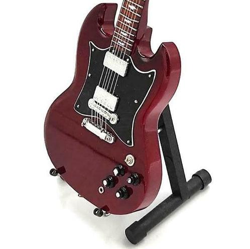 Miniatuur Gibson SG gitaar met gratis standaard, Collections, Cinéma & Télévision, Envoi