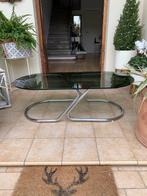 Centre de table - Acier, Verre - Structure en métal chromé