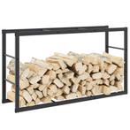 vidaXL Haardhoutrek 110x30x61 cm staal zwart, Verzenden