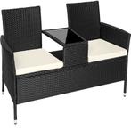 tectake Wicker tuinbank met tafel - zwart/beige, Verzenden, Nieuw