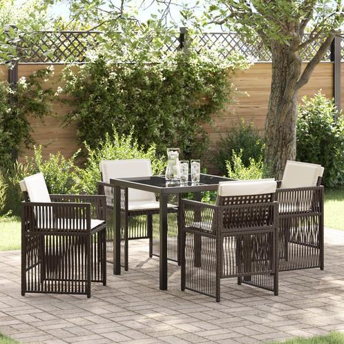 vidaXL Bruine Tuin Eetset 5 pcs Bruin Staal, Tuin en Terras, Tuinsets en Loungesets, Nieuw, Verzenden