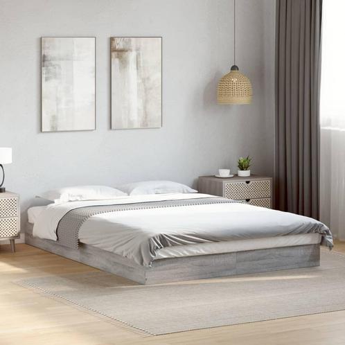 vidaXL Cadre de lit sans matelas sonoma gris 140x190 cm, Maison & Meubles, Chambre à coucher | Lits, Neuf, Envoi