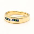 Bague - 18 carats Or jaune Diamant (Naturelle) - Saphir,, Nieuw