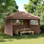 vidaXL Partytent inklapbaar pop-up met 3 zijwanden bruin, Verzenden, Nieuw