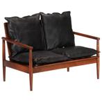 Tweezitsbank Leer Zwart - Retour Deal - 35% Korting!, Huis en Inrichting, Verzenden, Minder dan 75 cm, Rechte bank, Minder dan 150 cm