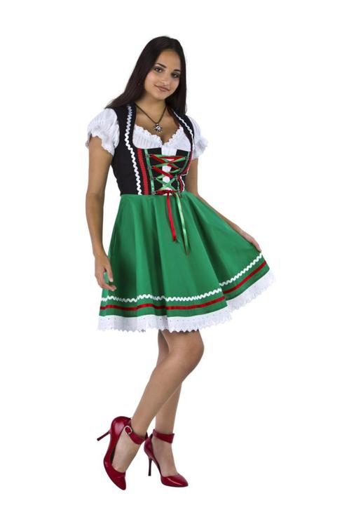 Dirndl 2-dlg., zwart/groen, Carmenblouse, Hobby en Vrije tijd, Feestartikelen, Nieuw, Verzenden