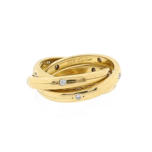 18 Krt. Gouden trinity ring met diamant; 0,225 ct. | Cartier, Handtassen en Accessoires, Ringen, Dame, Met edelsteen, Overige kleuren