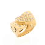 18 Krt. Gouden ring met zirconia (vintage gouden ring), 18 tot 19, Gebruikt, Overige kleuren, Ophalen of Verzenden