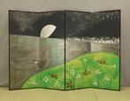 Paravent Bybu - Papier - Japon - Vagues lunaires et fleurs