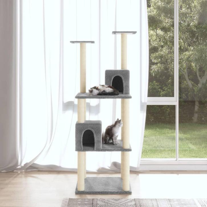 vidaXL Kattenmeubel met sisal krabpalen 141 cm lichtgrijs, Dieren en Toebehoren, Katten-accessoires, Nieuw, Verzenden