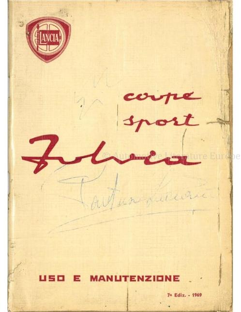 1969 LANCIA FULVIA COUPE / SPORT INSTRUCTIEBOEKJE ITALIAANS, Autos : Divers, Modes d'emploi & Notices d'utilisation, Enlèvement ou Envoi