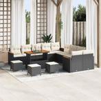 vidaXL Tuinbank Set met kussen met opslag 14 pcs Zwart Poly, Verzenden, Nieuw