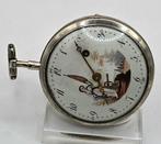 Frankreich - Feine gemalte Silber Lepine Spindeluhr -