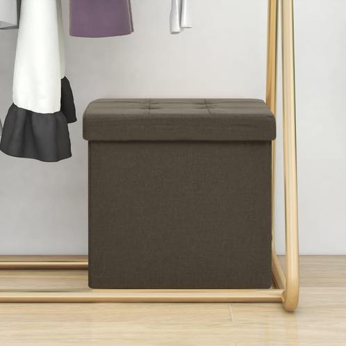 vidaXL Tabouret de rangement pliable Marron foncÃ© Faux, Huis en Inrichting, Stoelen, Verzenden