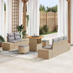 vidaXL Tuinbank Set met kussen 8 pcs Beige poly rattan, Verzenden, Nieuw
