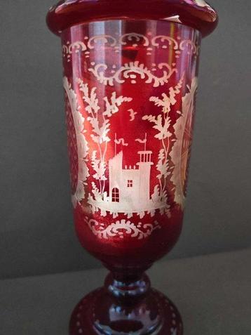 Pot - Glas - Rubinglas 19e eeuw. Bohemen, Antiek en Kunst