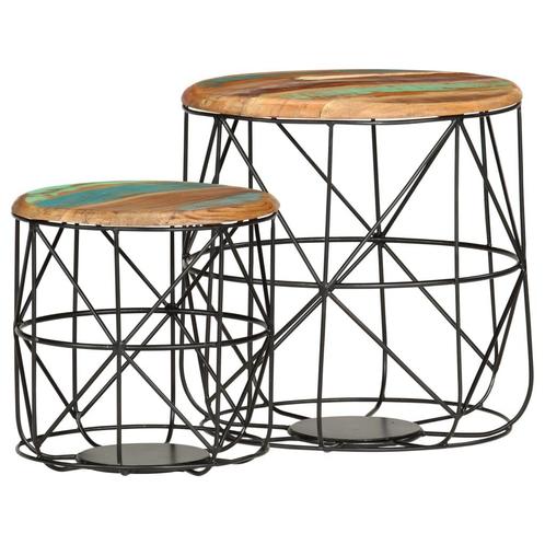 vidaXL Salontafels 2 st massief gerecycled hout, Maison & Meubles, Tables | Tables de salon, Envoi